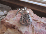 Sterling Silver Filigree Bell Vintage Pendant Necklace