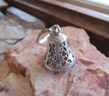 Sterling Silver Filigree Bell Vintage Pendant Necklace