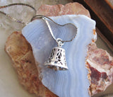 Sterling Silver Filigree Bell Vintage Pendant Necklace