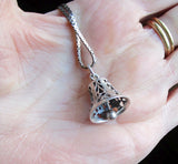 Sterling Silver Filigree Bell Vintage Pendant Necklace