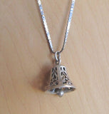 Sterling Silver Filigree Bell Vintage Pendant Necklace