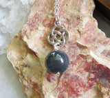 Bloodstone Crystal Ball Silver Celtic Knot Pendant Necklace