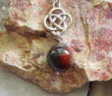 Bloodstone Crystal Ball Silver Celtic Knot Pendant Necklace