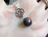 Bloodstone Crystal Ball Silver Celtic Knot Pendant Necklace
