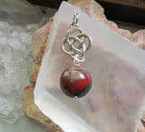 Bloodstone Crystal Ball Silver Celtic Knot Pendant Necklace