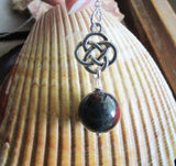 Bloodstone Crystal Ball Silver Celtic Knot Pendant Necklace