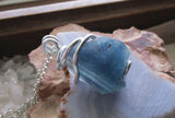 Natural Blue Fluorite Raw Crystal Pendant Necklace