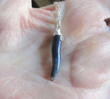 Blue Onyx Gemstone Horn Pendant Necklace
