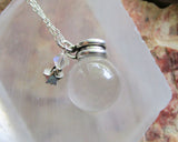 Mini Quartz Crystal Ball Silver Star Pendant Necklace