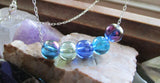 Jewel Tone Czech Glass Fire Polished Beaded Silver Necklace