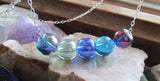 Jewel Tone Czech Glass Fire Polished Beaded Silver Necklace