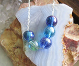 Jewel Tone Czech Glass Fire Polished Beaded Silver Necklace