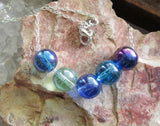 Jewel Tone Czech Glass Fire Polished Beaded Silver Necklace
