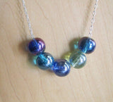 Jewel Tone Czech Glass Fire Polished Beaded Silver Necklace