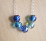 Jewel Tone Czech Glass Fire Polished Beaded Silver Necklace