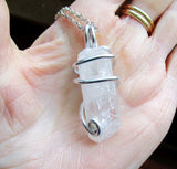 Danburite Natural Gemstone Wire Wrapped Crystal Pendant Necklace
