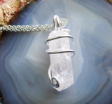 Danburite Natural Gemstone Wire Wrapped Crystal Pendant Necklace