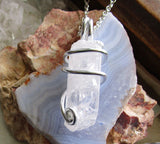 Danburite Natural Gemstone Wire Wrapped Crystal Pendant Necklace