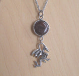 Red Garnet Gemstone Silver Dragon Pendant Necklace