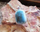Glacierite Wire Wrapped Natural Stone Pendant Necklace