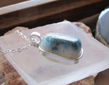 Glacierite Wire Wrapped Natural Stone Pendant Necklace