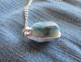 Glacierite Wire Wrapped Natural Stone Pendant Necklace