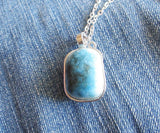 Glacierite Wire Wrapped Natural Stone Pendant Necklace