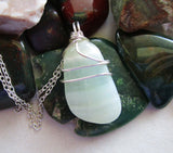 Green Pistachio Calcite Natural Crystal Gemstone Pendant Necklace