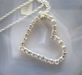 Vintage Iridescent Rhinestone Heart Pendant Necklace