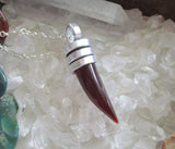 Amber Agate Natural Gemstone Horn Pendant Necklace