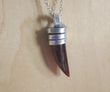 Amber Agate Natural Gemstone Horn Pendant Necklace