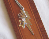 Crystal Aurora Borealis Star Lightning Bolt Pendant Necklace