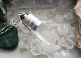 Light Up Blue LED Quartz Crystal Pendant Necklace