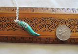 Natural Green Malachite Gemstone Horn Pendant Necklace