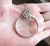 Antique Glass Monocle Magnifier Celtic Knot Pendant Necklace