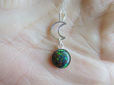 Black Opal Gemstone Sterling Silver Moon Pendant Necklace