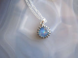Natural Australian Opal Sterling Silver Crown Pendant Necklace