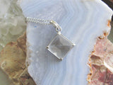 Antique Sterling Silver Quartz Crystal Pyramid Pendant Necklace