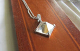 Antique Sterling Silver Quartz Crystal Pyramid Pendant Necklace