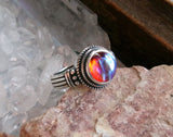 Dragon's Breath Opal Bohemian Glass Sterling Silver Ring