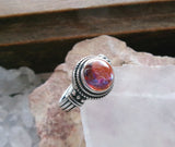 Dragon's Breath Opal Bohemian Glass Sterling Silver Ring