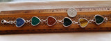 Vintage Egyptian Scarab Gemstone Heart Sterling Silver Bracelet