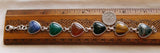 Vintage Egyptian Scarab Gemstone Heart Sterling Silver Bracelet
