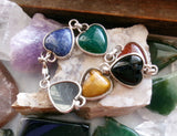 Vintage Egyptian Scarab Gemstone Heart Sterling Silver Bracelet