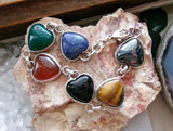 Vintage Egyptian Scarab Gemstone Heart Sterling Silver Bracelet