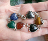 Vintage Egyptian Scarab Gemstone Heart Sterling Silver Bracelet