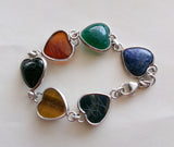 Vintage Egyptian Scarab Gemstone Heart Sterling Silver Bracelet