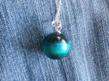 Turquoise Aura Tiger Eye Gemstone Ball Pendant Necklace