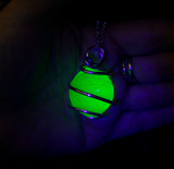 Vintage Vaseline Glass Sphere Black Light Glow Pendant Necklace