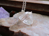 Natural Clear Apophllite Pyramid Pendant Necklace